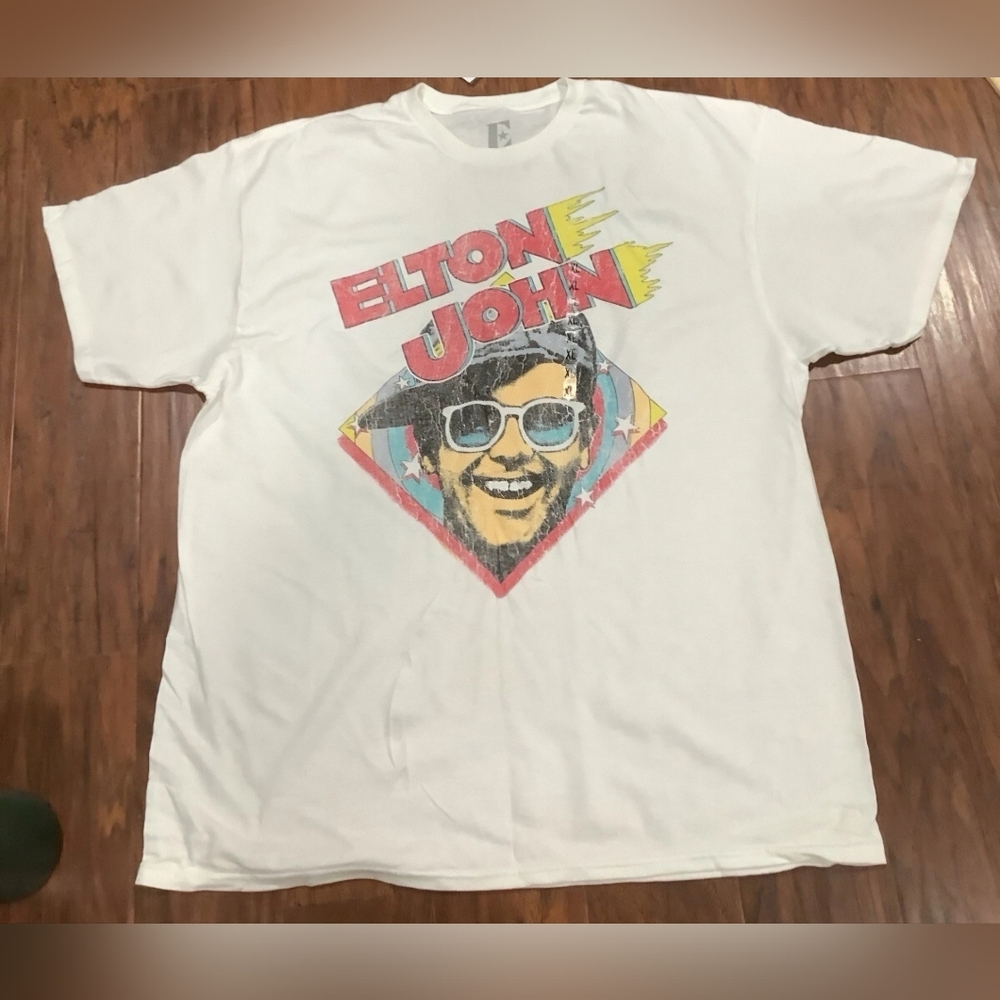 Elton John T-Shirt White British Singer Pianist Music Icon Merchandise Size XXL